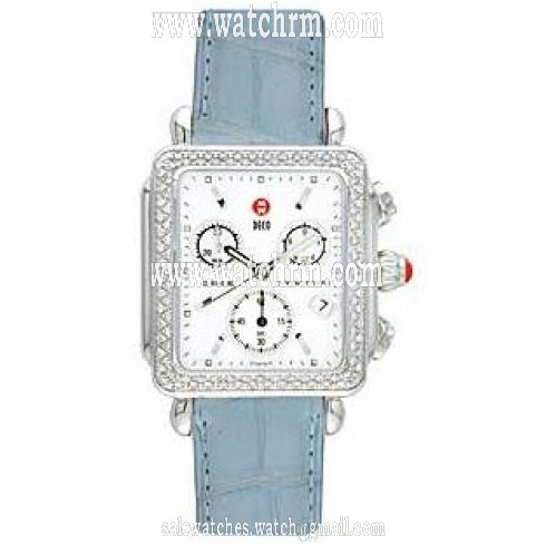 Michele Deco Diamond Light Blue Alligator Ladies Watch MWW06A000054