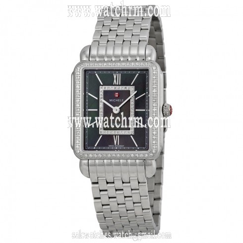 Michele Deco II Black Mother of Pearl Dial Stainless Steel Ladies Watch MWW06X000011