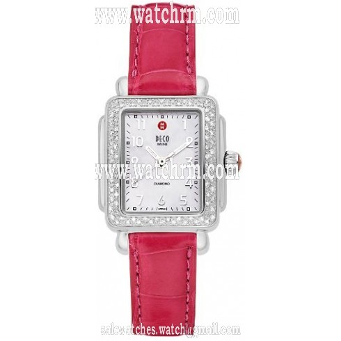 Michele Deco Mini Pink Alligator Watch MWW06D000007