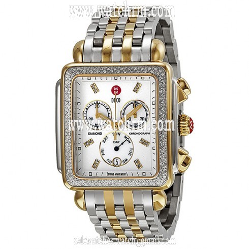 Michele Deco XL Day Diamond Two-Tone Stainless Steel Ladies Watch MWW06Z000013