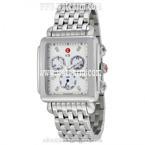Michele Deco XL Diamond Chronograph Mother of Pearl Stainless Steel Ladies Watch MWW06Z000012