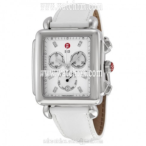 Michele Deco XL Mother of Pearl White Leather Ladies Watch MWW06Z000011