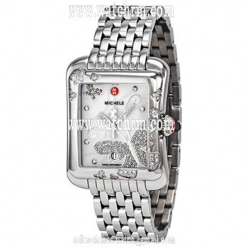 Michele Extreme Butterfly Diamond White Dial Stainless Steel Ladies Watch MWW04B000001