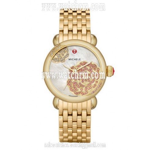 Michele Jardin CSX Mother of Pearl Dial Diamond Gold-Tone Ladies Watch MWW03T000077