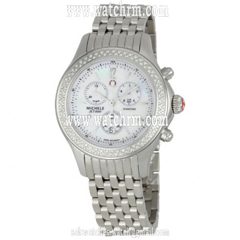 Michele Jetway Mother of Pearl Dial Diamond Bezel Ladies Watch MWW17A000001