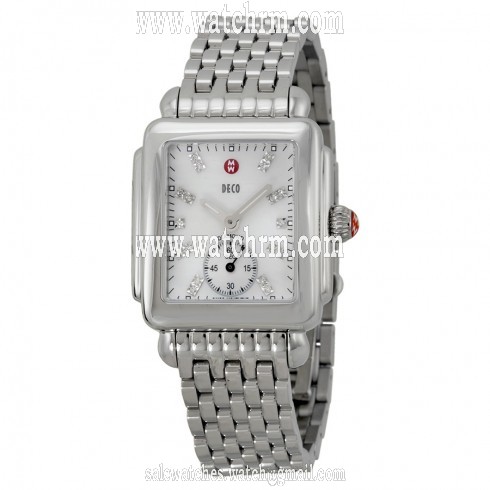 Michele Ladies Deco-16 Mother of Pearl Diamond Dial Watch MWW06V000002