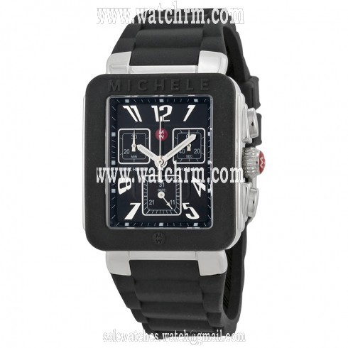 Michele Park Jelly Bean Chronograph Black Dial Black Rubber Watch MWW06L000002
