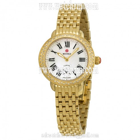 Michele Serein 12 Mother of Pearl Gold Tone Steel Ladies Watch MWW21E000013