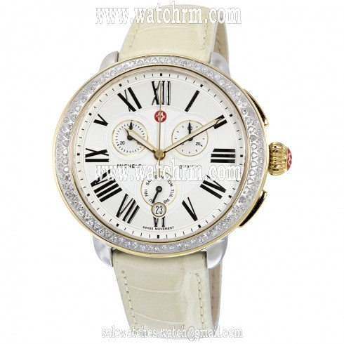 Michele Serein Chronograph Ivory Dial Bone Leather Ladies Watch MWW21A000043
