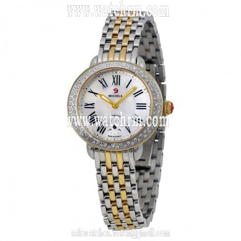 Michele Serein Mother of Pearl Dial Stainless Steel and Yellow Gold-plated Ladies Watch MWW21E000007