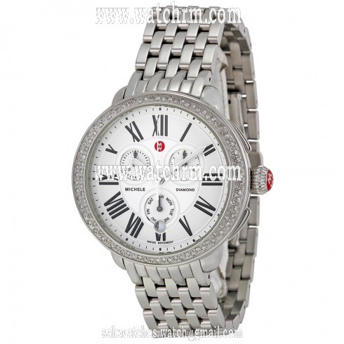 Michele Serein Silver Dial Chronograph Stainless Steel Ladies Watch MWW21A000001