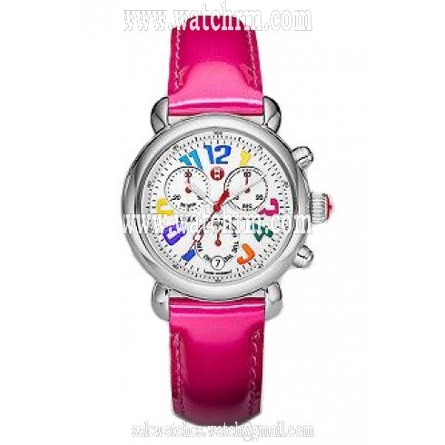 Michele Signature CSX 36 Carousel White Enamel Dial Pink Patent Leather Ladies Watch MWW03M000129