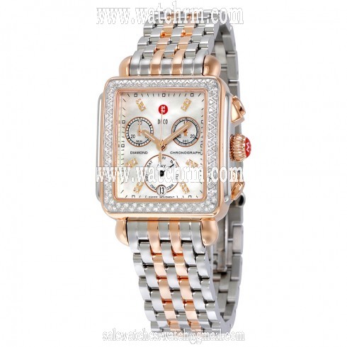 Michele Signature Deco Diamond Mother of Pearl Two-tone Ladies Watch MWW06P000232