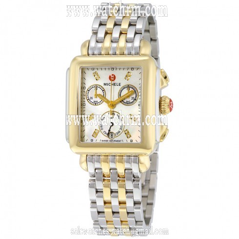 Michele Signature Deco Mother of Pearl 18kt Yellow Gold-plated Watch MWW06P0001