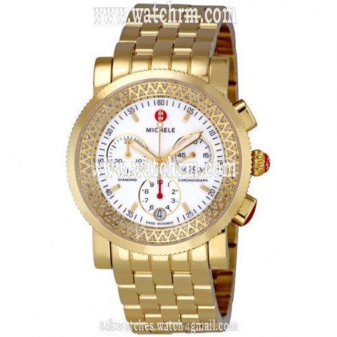 Michele Sport Sail Gold Plated Ladies Chronograph Watch MWW01C000043