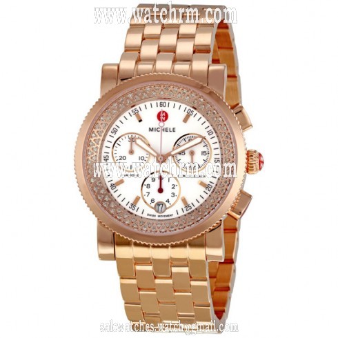 Michele Sport Sail Rose Gold Plated Steel Ladies Chronograph Watch MWW01C000059