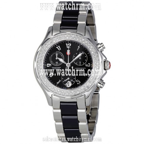 Michele Tahitian Ceramic Stainless Steel Black Diamond Watch MWW12C000003