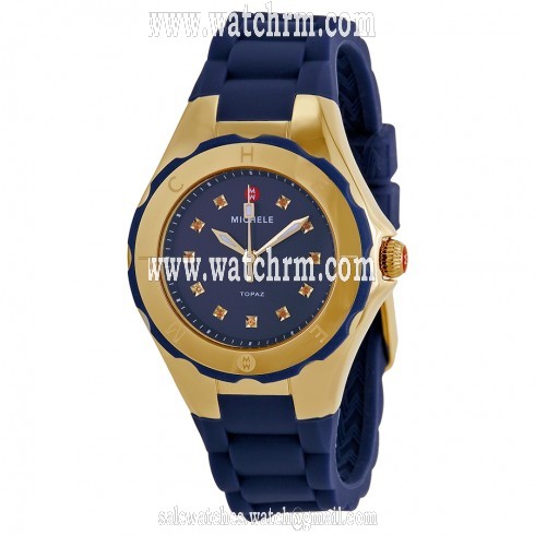 Michele Tahitian Jelly Bean Blue Dial Blue Silicone Ladies Watch MWW12P000004