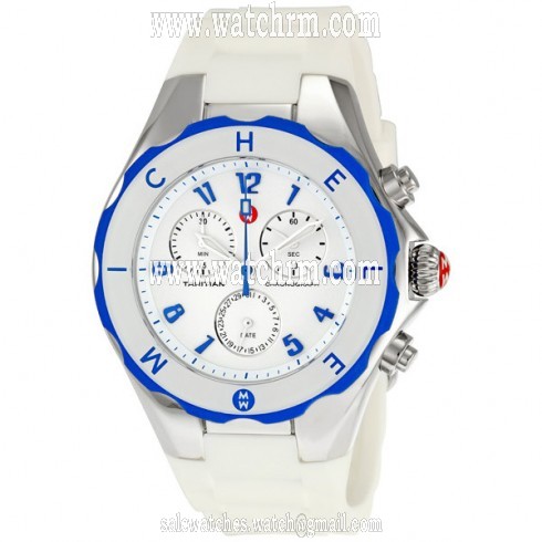 Michele Tahitian Jelly Bean Large White and Blue Ladies Watch MWW12F000023