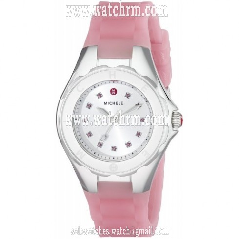Michele Tahitian Jelly Bean Petite Sunray Silver White with Topaz Stones Dial Ladies Watch MWW12P000008