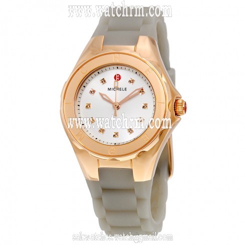 Michele Tahitian Jelly Bean Silver Dial Grey Silicone Men's Watch MWW12P000010