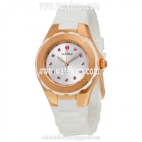 Michele Tahitian Jelly Bean Silver Dial With Topaz Stones Ladies Watch MWW12P000003