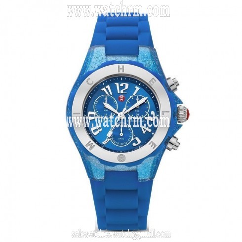 Michele Tahitian Jelly Beans Blue Dial Blue Glitter Chronograph Ladies Watch MWW12F000074