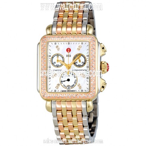 Michelle Deco Day Mother of Pearl Dial Diamond Bezel Ladies Watch MWW06P000077