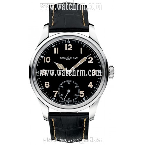 Montblanc 1858 Black Dial Leather Strap Men's Watch 113860