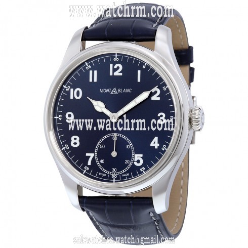 Montblanc 1858 Blue Dial Blue Leather Men's Watch 113702