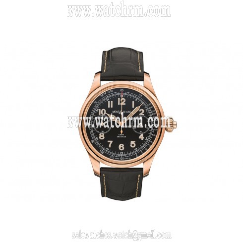 Montblanc 1858 Chronograph Tachymeter 18K Red Gold Leather Men's Watch 112637