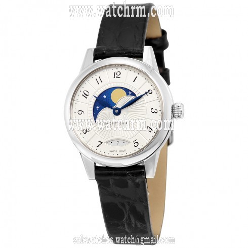 Montblanc Boheme Moonphase Silver-White Dial Black Leather Ladies Watch 112496