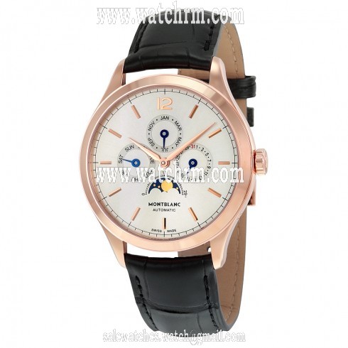 Montblanc Heritage Chronometrie Quantieme Annuel Automatic 18kt Rose Gold Black Leather Men's Watch 112535