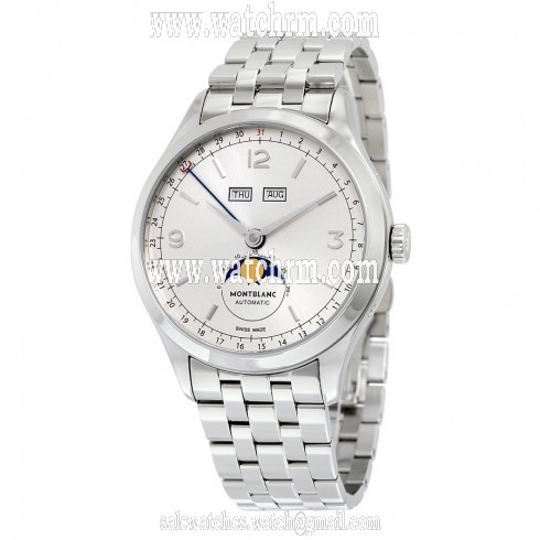 Montblanc Heritage Chronometrie Quantieme Complet Automatic Silver Dial Stainless Steel Men's Watch 112647