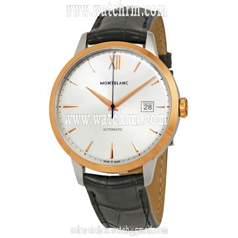 Montblanc Meisterstuck Heritage Automatic Silver Dial Black Leather Men's Watch 111624