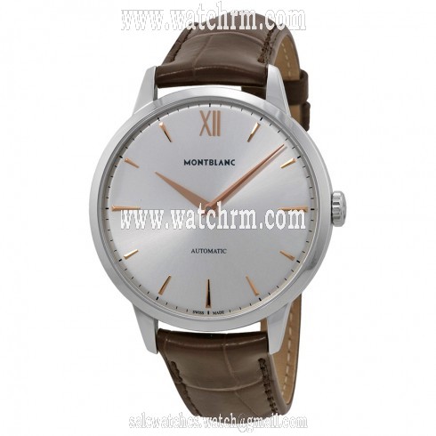 Montblanc Meisterstuck Heritage Automatic Silver Dial Brown Leather Men's Watch 110695