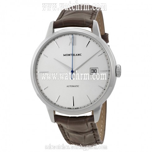 Montblanc Meisterstuck Heritage Automatic Silver Dial Brown Leather Men's Watch 111580