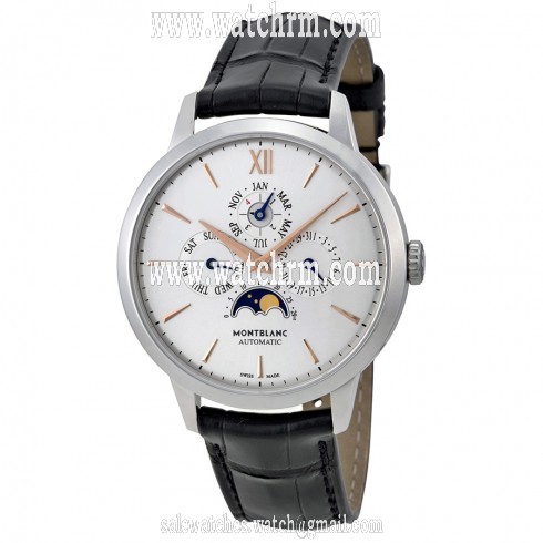 Montblanc Meisterstuck Heritage Perpetual Calendar White Dial Black Leather Unisex Watch 110715