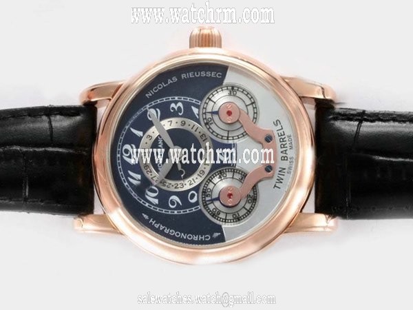 Montblanc Nicolas Rieussec Chronograph 102337 Rose Gold Bezel Rose Gold Case Blue Dial Watch