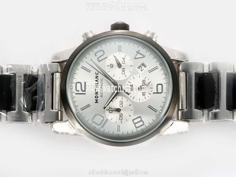 Montblanc Skeleton Chronograph 9668 Mens 43mm Stainless Steel Case Watch