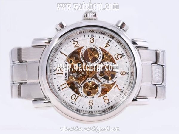 Montblanc Skeleton Chronograph M29430 40mm Stainless Steel Case White Dial Watch