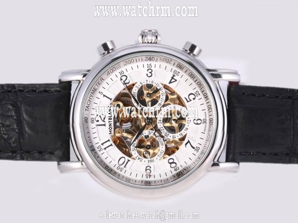 Montblanc Skeleton Chronograph M29430 Round Automatic White Dial Watch