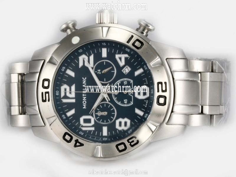 Montblanc Sport Chronograph 03274 Blue Dial Round Quartz Chronograph Watch