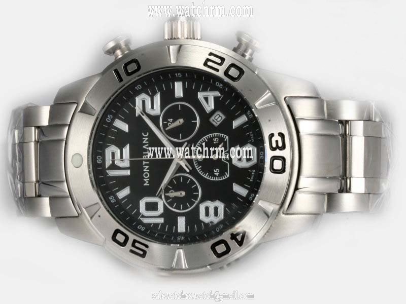 Montblanc Sport Chronograph 03274 Mens Stainless Steel Case Stainless Steel Bezel Watch