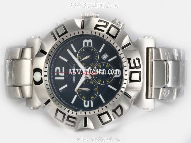 Montblanc Sport Chronograph 03274 Round Silver Stainless Steel Strap Mens Watch