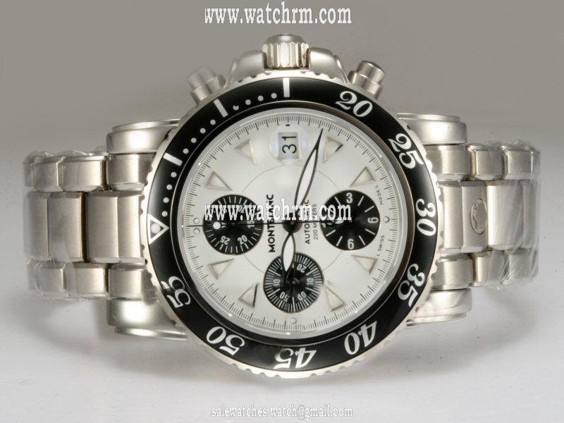 Montblanc Sport Chronograph 07149 Stainless Steel Case White Dial Round Watch