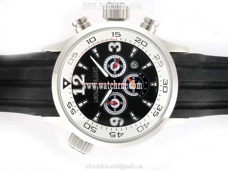 Montblanc Sport Chronograph 08466 Black Dial Quartz Chronograph Stainless Steel Bezel Watch