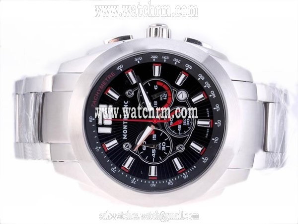 Montblanc Sport Chronograph 08466 Black Dial Round Stainless Steel Case Watch