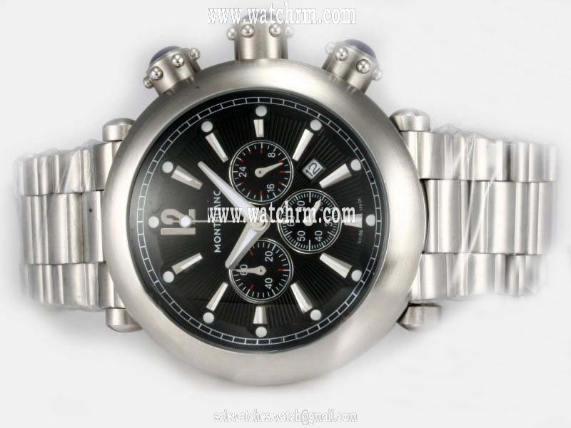 Montblanc Sport Chronograph 08466 Round Mens White Stainless Steel Strap Watch