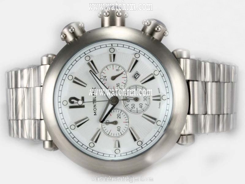 Montblanc Sport Chronograph 08466 White Dial Stainless Steel Case 47mm Watch
